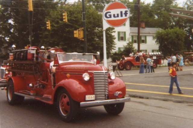 1939 Chevy Engine at Parade with Captain Charles &quot;Chuck&quot; Cook driving