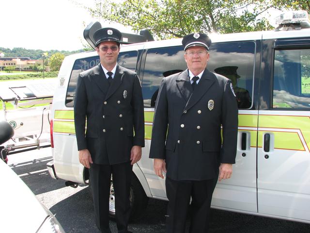 Fire Police Officer Chuck Woolford and Fire Police Lt. Ron Miller at the grand opening of the New Chester County Public Safety Training Campus.    9/9/12