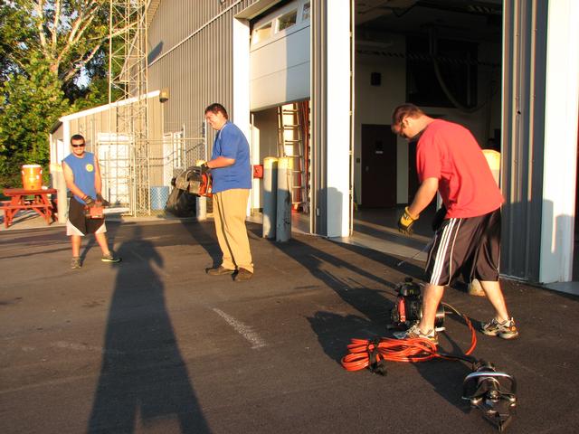 Small engine check with Firefighters Aaron Brown, Mike Bogus and Chris Sheplock.
