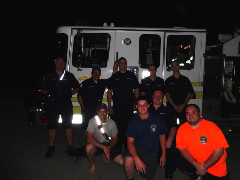 From left to right:  FF Barron, Chief Cordisco, Dep. Chief Donnachie, FF Johnson, FF Sheplock, EMT Linneman, Junior FF Stewart and Fire Police Heffernan.  Downingtown Firework Standby 7.4.14 
