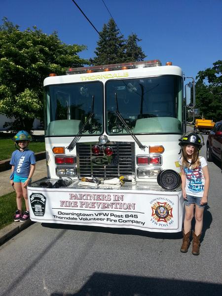 Ella and Gia Barron with Engine 38 at the Downingtown Memorial Day Parade. 5.26.14 